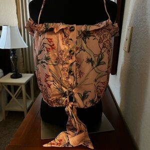 Johanna Ortiz & H&M Floral ruffled sleeveless top with Tie Detail. Size M.